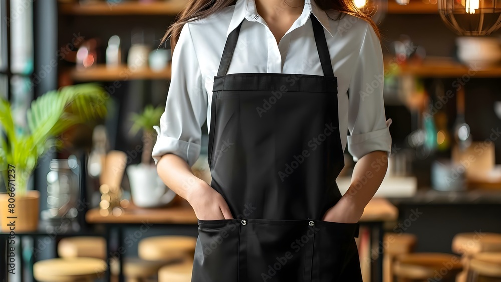 Foto de Mockup design of a blank black and white apron for shop ...