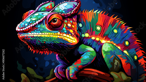 A vector representation of a vibrant chameleon.