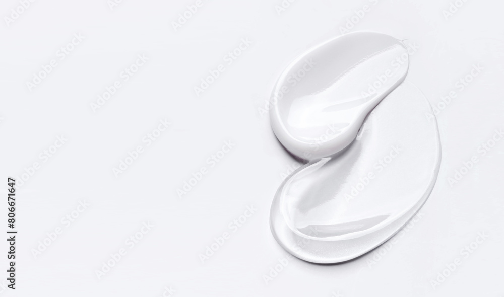 samples of cosmetic care products smear of cream and gel texture on a light background samples of cosmetic care products smear of cream and gel texture on a light background