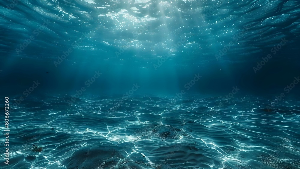 Underwater view of deep blue ocean capturing mysterious beauty of sea. Concept Underwater Photography, Deep Blue Ocean, Mysterious Beauty, Sea Exploration, Marine Life