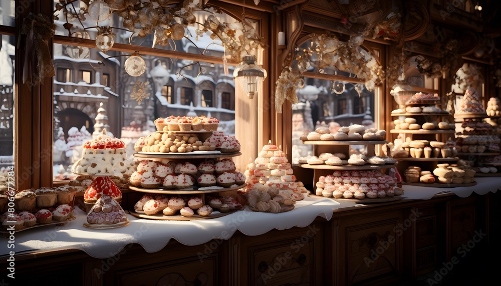 Traditional sweets and pastries at the Christmas market in Vienna, Austria