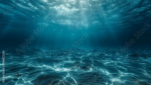 Underwater view of deep blue ocean capturing mysterious beauty of sea. Concept Underwater Photography, Deep Blue Ocean, Mysterious Beauty, Sea Exploration, Marine Life