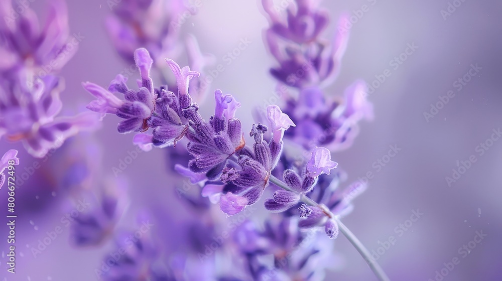 Fototapeta premium Timeless and delicate, a close-up of a lavender floral tattoo, representing calm and serenity, portrayed with precision on an uncluttered background
