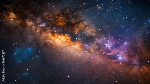 Captivating Milky Way scene with myriad stars and colorful nebulae. Concept Astrophotography  Milky Way  Stars  Nebulae  Night Sky