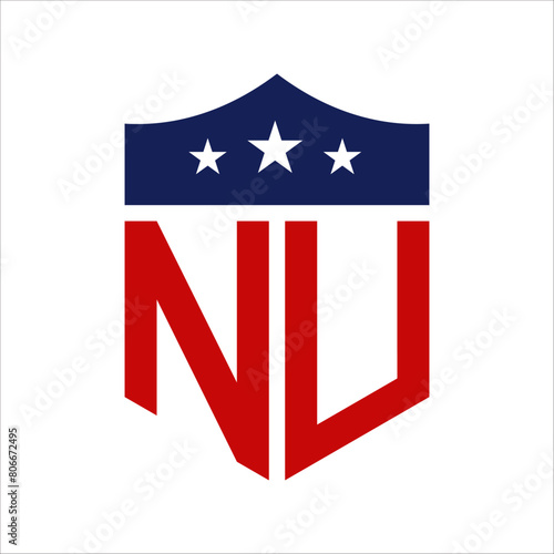 Patriotic NU Logo Design. Letter NU Patriotic American Logo Design for Political Campaign and any USA Event.
