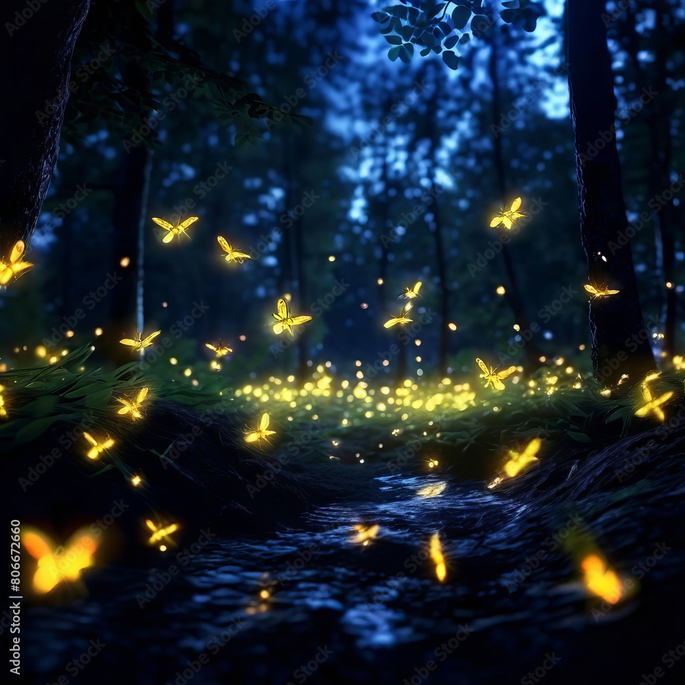  glowing fireflies in the night sky close up k uhd very detailed
