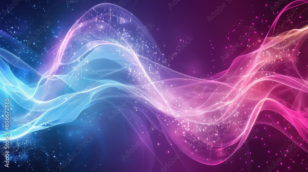  Neon Pink and Electric Blue, Lines composed of glowing backgrounds, abstract vector background ,Neon wallpaper with dynamic lines on black background, fluorescent ribbon light trajectory

