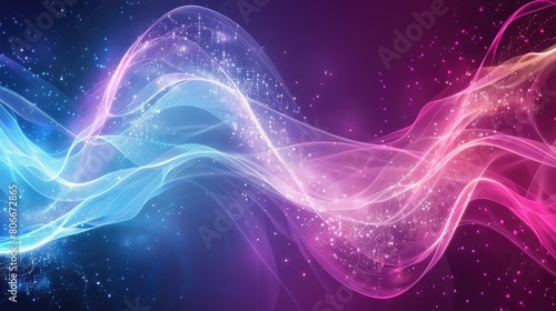  Neon Pink and Electric Blue, Lines composed of glowing backgrounds, abstract vector background ,Neon wallpaper with dynamic lines on black background, fluorescent ribbon light trajectory
 photo