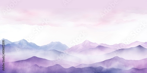 Lavender tones watercolor mountain range on white background with copy space display products blank copyspace for design text photo website web banner 