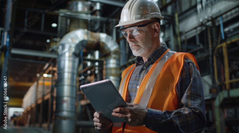 Engineer with Tablet in Factory Engineer with Tablet in Factory