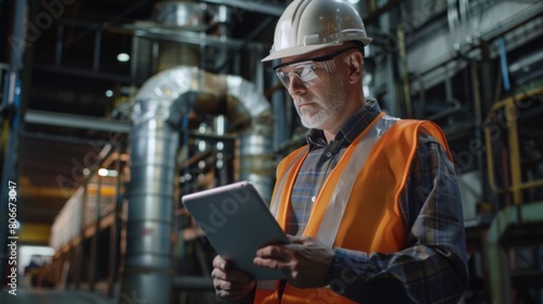 Engineer with Tablet in Factory