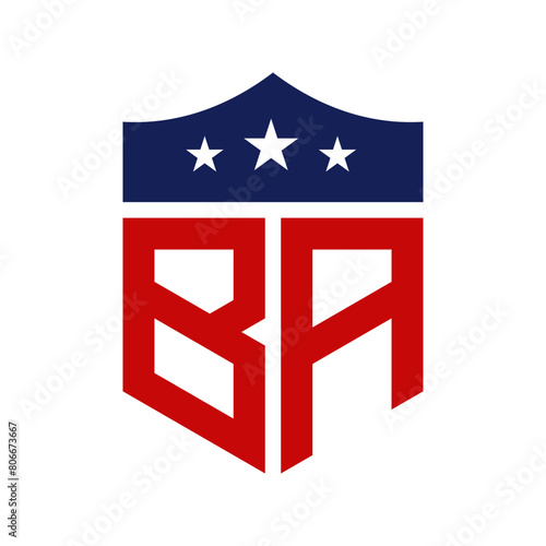 Patriotic BA Logo Design. Letter BA Patriotic American Logo Design for Political Campaign and any USA Event.