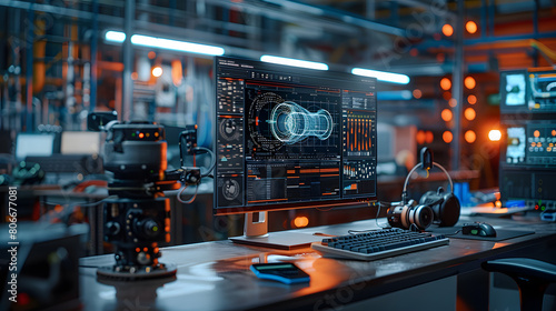 Wallpaper Mural A 3D model, with a computer screen glow as the background, during a digital rendering process Torontodigital.ca