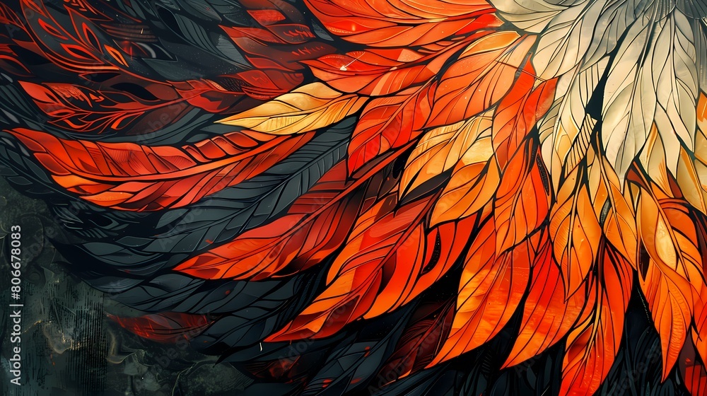 Obraz premium Colorful feather set pattern illustration poster background