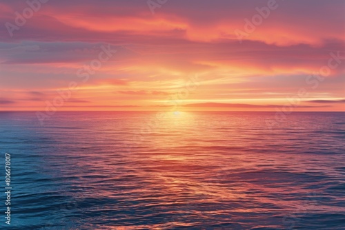 Golden sunset illuminating ocean waves and foamy surf © kmmind