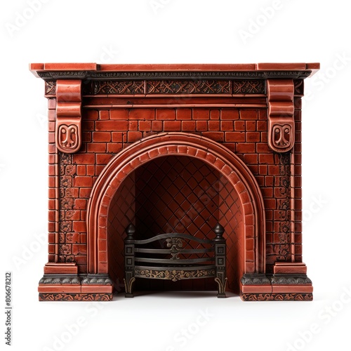 Fireplace mantel brickred photo