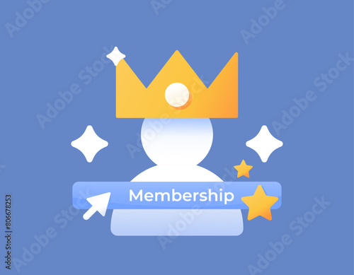 membership concept. join to become a VIP member. priority, premium, or exclusive accounts. privileged members. illustration of person and crown symbols. illustration concept design