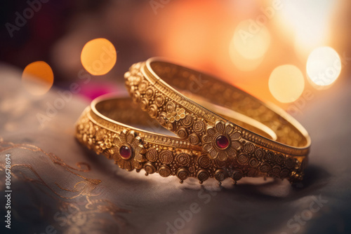Close view of beautiful gold bangle