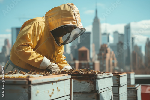 beekeeper working with bees