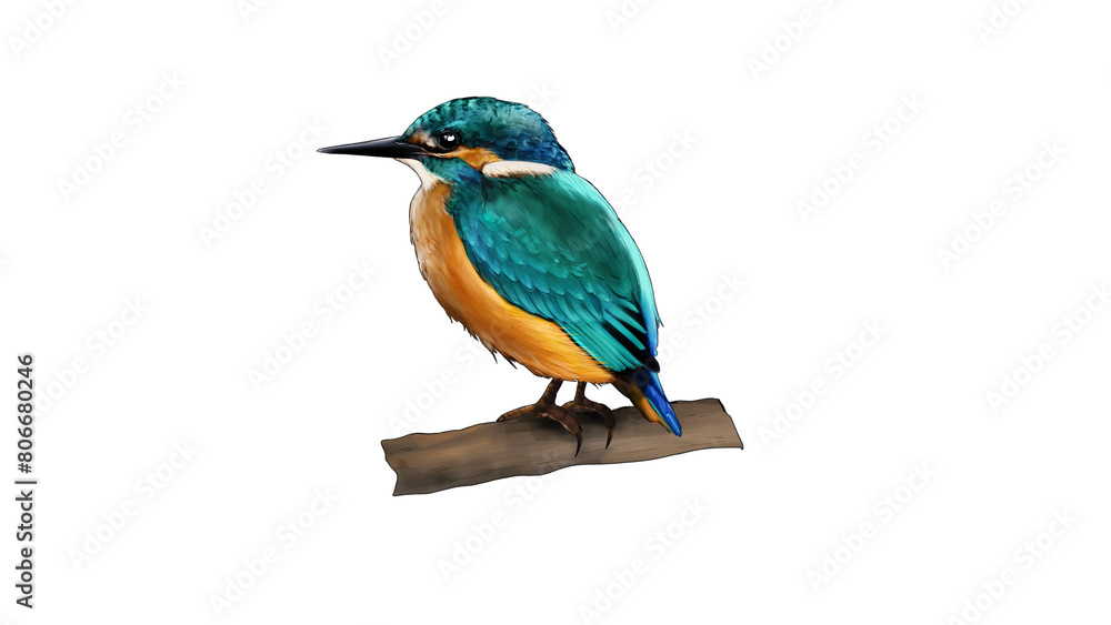 Cute orange blue sitting kingfisher bird 