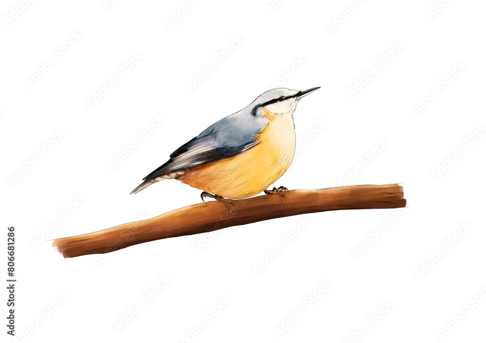 Cute Eurasian nuthatch / wood nuthatch illustration Cute Eurasian nuthatch / wood nuthatch illustration
