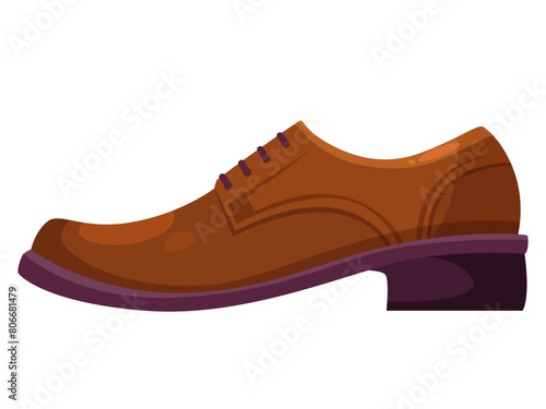 A single brown dress shoe, vector illustration, isolated on a white background, concept of fashion and apparel. Vector illustration