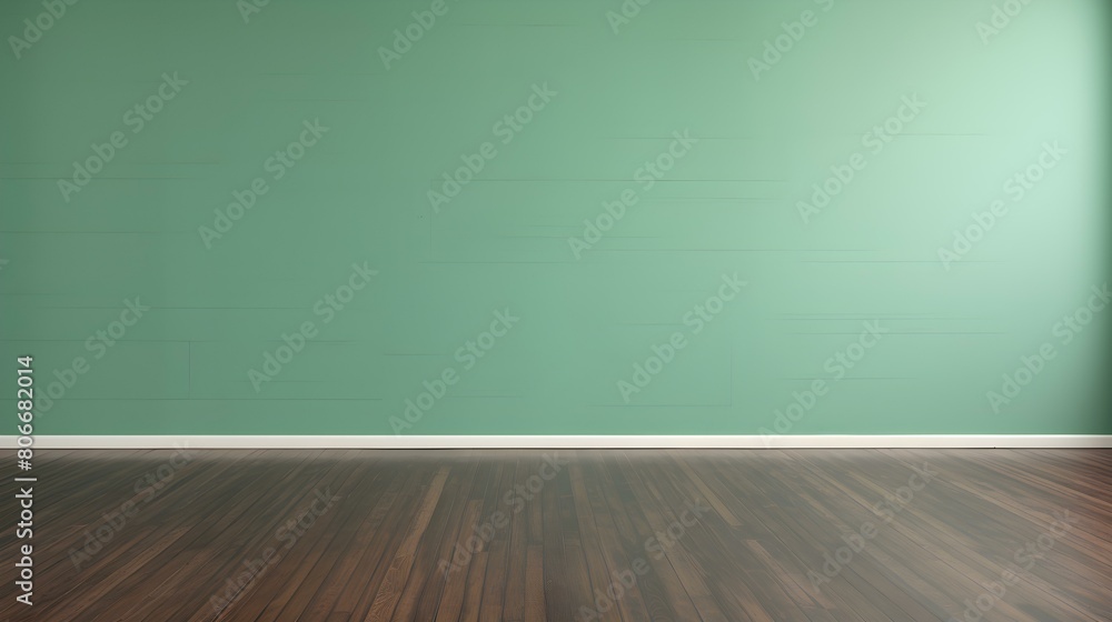 Light Green Wall with wooden Flooring. Empty Room for Product Presentation Light Green Wall with wooden Flooring. Empty Room for Product Presentation