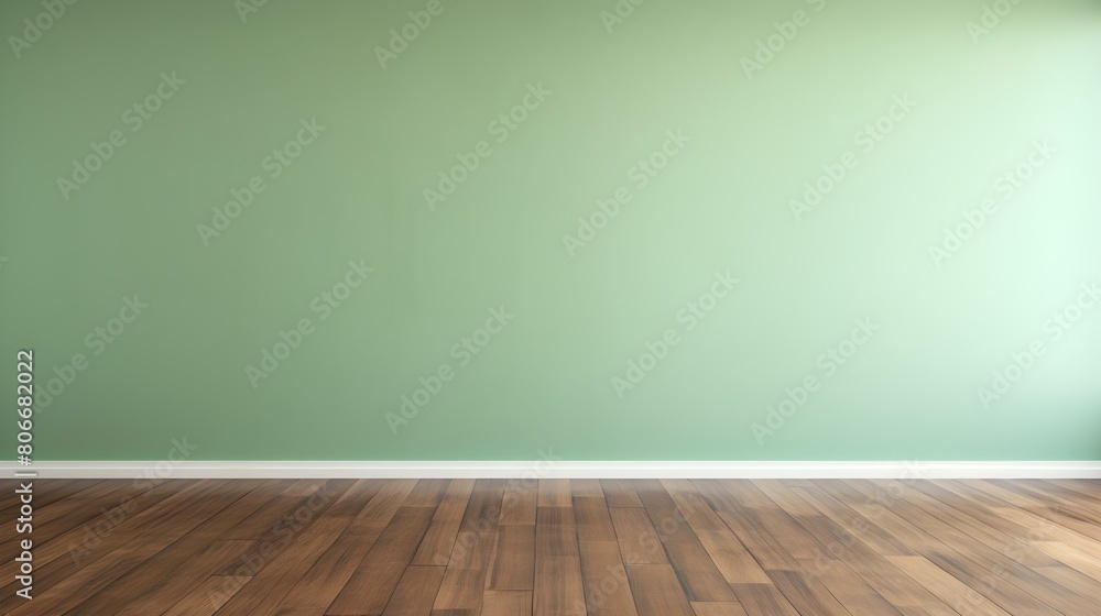 Light Green Wall with wooden Flooring. Empty Room for Product Presentation Light Green Wall with wooden Flooring. Empty Room for Product Presentation
