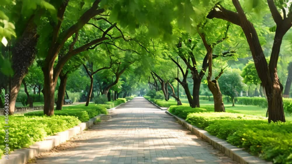 A stroll along a tree-lined walkway in a lush green park, A serene tree-lined walkway in a tranquil city park A stroll along a tree-lined walkway in a lush green park, A serene tree-lined walkway in a tranquil city park