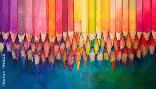 Vibrant spectrum of colored pencils photo