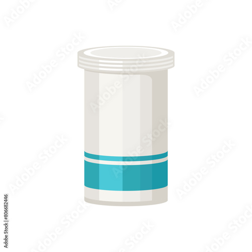 Pill bottle isolated on white background. Vector cartoon flat illustration of plastic container for medication.
