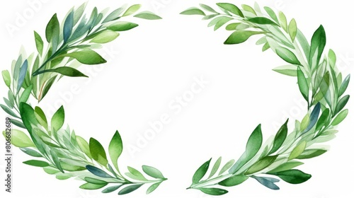 Watercolor baby blue eucalyptus wreath for wedding cards, silver dollar eucalyptus tree foliage in circle, herbs, leaves, branch, greenery frame. Decorative design elements in rustic elegant style