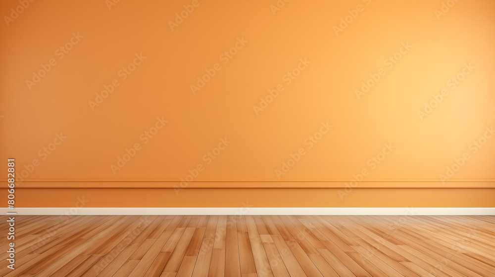Light Orange Wall with wooden Flooring. Empty Room for Product Presentation Light Orange Wall with wooden Flooring. Empty Room for Product Presentation
