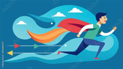 The swift current of consciousness rushing forward with momentum and purpose.. Vector illustration