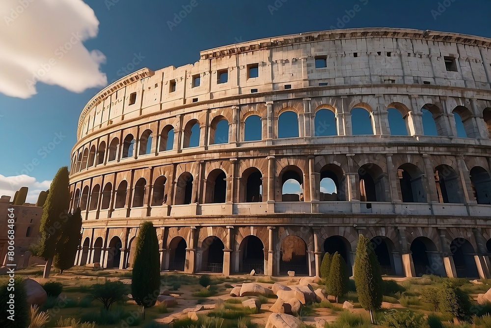 Obraz premium A view of the Colosseum from above