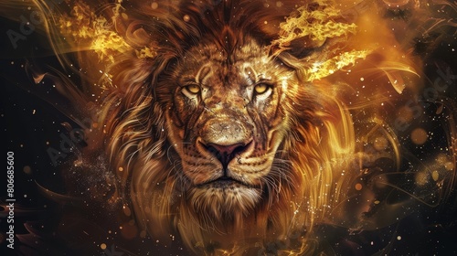 Powerful lion tattoo design  embodying strength and royalty  showcased on skin with crisp details  isolated setting