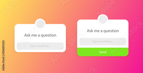 Ask Me Question Mockup Page. Social media. Flat Style. Vector icons