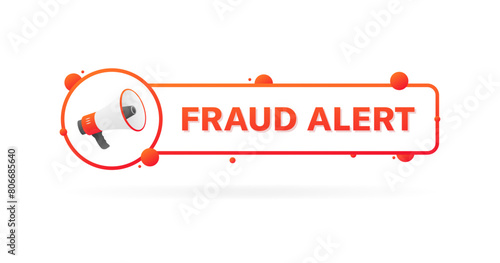 Fraud alert banner icon. Flat style. Vector icon