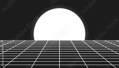 Sunset icon. Futuristic grey sun design. Vector illustration