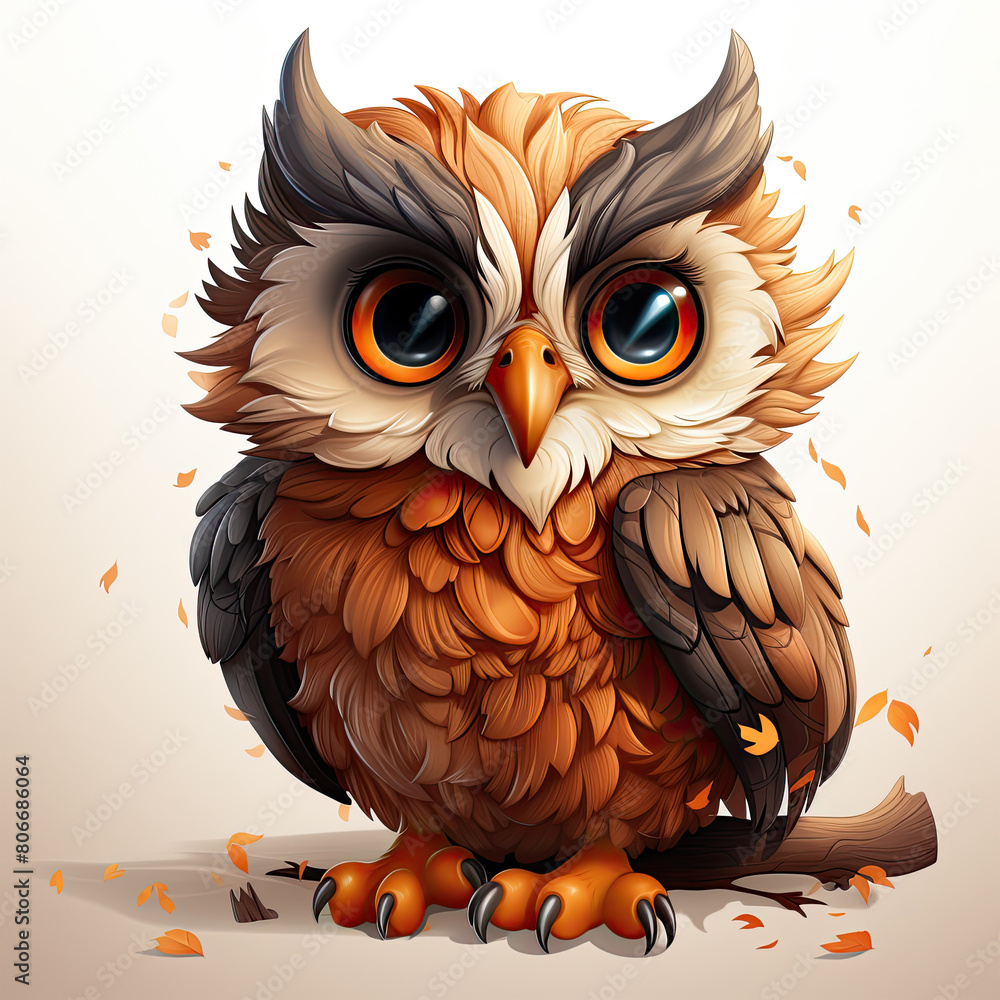 Fototapeta premium Watercolor Sage owl, clipart Illustration, Generative Ai