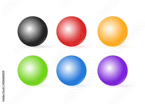 Gradient Balls Icon Set. Coloured balloons with a voluminous effect. Flat Style. Vector icons