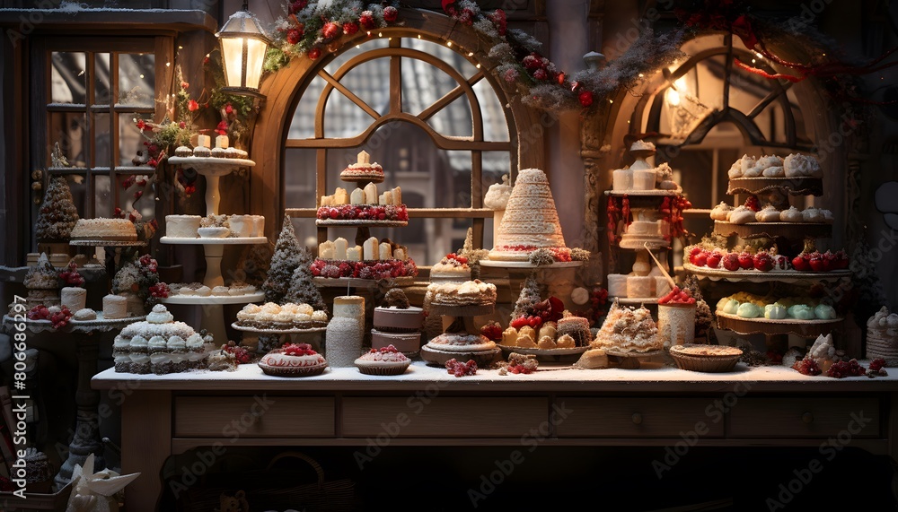 Traditional christmas sweets in a shop window in the old town of Tallinn, Estonia