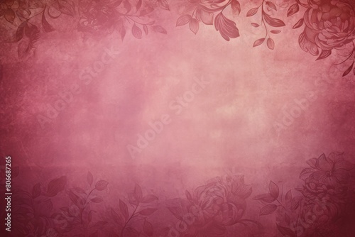 Maroon soft pastel color background parchment with a thin barely noticeable floral ornament, wallpaper copy space, vintage design blank 