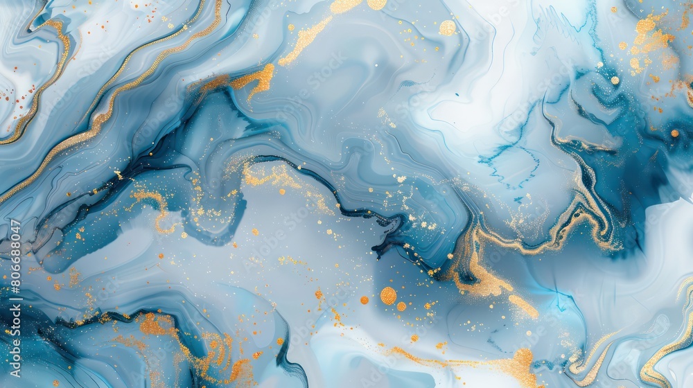 A beautiful abstract painting with blue, white and gold swirls, an elegant background. A beautiful abstract painting with blue, white and gold swirls, an elegant background.
