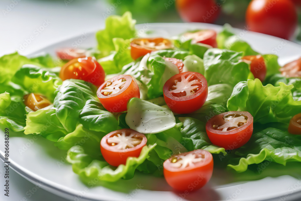 plate of salad with lettuce and tomatoes