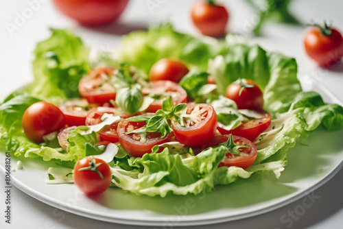 plate of salad with tomatoes and lettuce