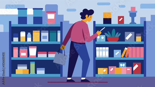 A person wanders aimlessly through an art supply store picking out various materials to play and experiment with ignoring any thoughts of tangible.
