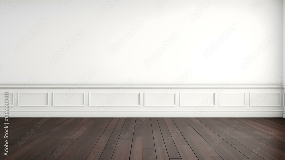 White Wall with wooden Flooring. Empty Room for Product Presentation White Wall with wooden Flooring. Empty Room for Product Presentation