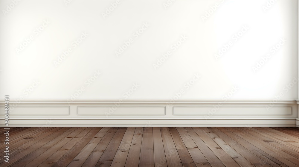 White Wall with wooden Flooring. Empty Room for Product Presentation White Wall with wooden Flooring. Empty Room for Product Presentation
