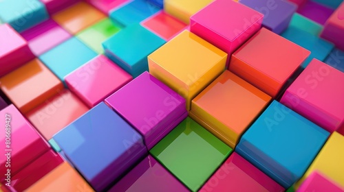 Colorful cube boxes on a stark white block background  designed to brighten and enliven any space.
